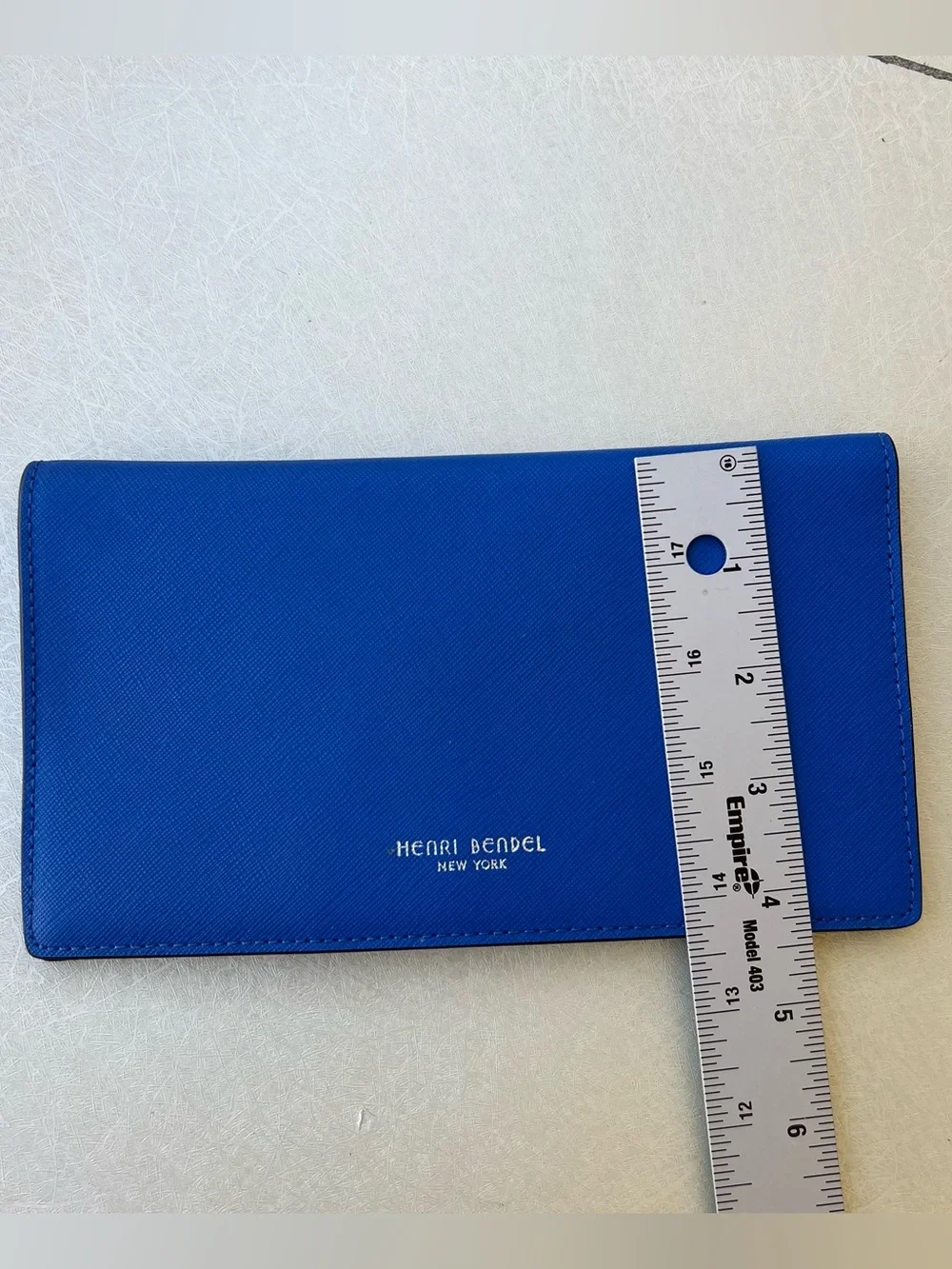 Henri Bendel New York Blue Saffiano Leather Continental Wallet